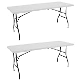 Pack 2 Mesas Plegables Portátiles Rectangular Blancas 240 cm | GH91 | Mesa Multiusos: Camping, Eventos en Espacios...