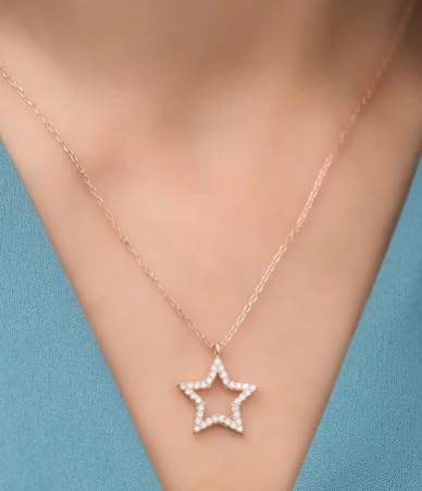 Image of Zarkan 925 Hallmark Silver Twinkle Star Necklace | Rhodium plated | Beautiful Gift for women and Girls