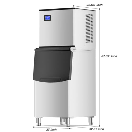 Image of Commercial Ice Maker Machine 433 Lbs /24H with 400LBS Large Storage Bin Ice Ready in Air Cooled Clear Cube Ice for Bar Business Cafe ETL (433 Lbs /24H)