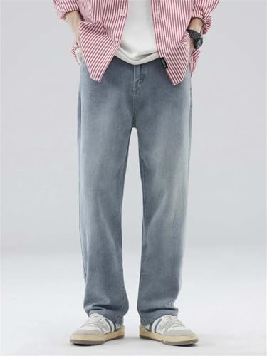 Men's Vintage Baggy Jeans Casual Distressed Straight Elastic Waist High Street Denim Pants4