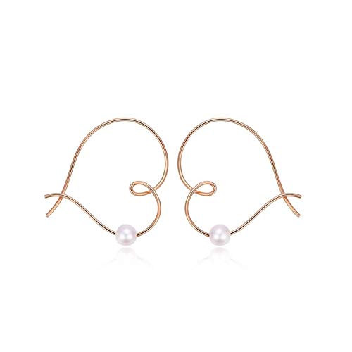 Boucles d'oreilles cœur perle métal rose, le cadeau idéal