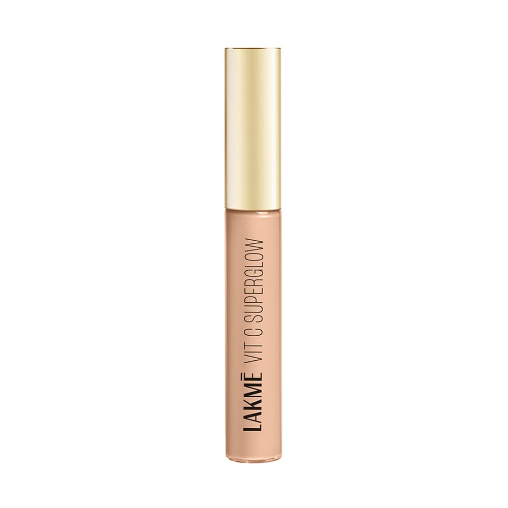 LAKMÉMakeup+Skincare Vit C Superglow Liquid Concealer Natural Full Coverage, 10 Ivory, 5.4ml (All Skin Type)
