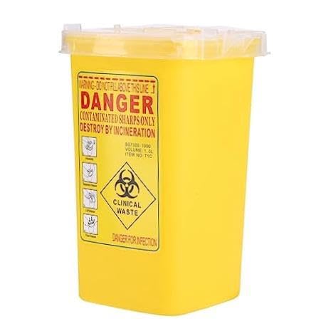 Miniatura 1 de Biohazard Sharps Container - 1L Tattoo Needle Disposal Box Plastic Sharp Disposal Container for Safe Bio Waste Biohazard Trash Can for Needle