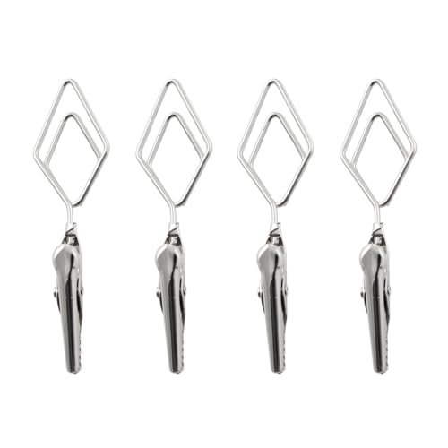 HJGarden 4PCS 70mm Price Tag Display Double Headed Diamond Clip Silver for Photos Business Cards Handwritten Notes to Do Lists Receipts Metal Clip