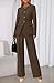 BTFBM Two Piece Set for Women Spring Fashion 2026 Business Casual Long Sleeve Blazer Jackets Wide Leg Pant Suits Pockets(Brown, Large)