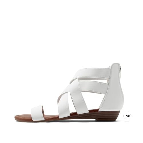 Image of DREAM PAIRS Women's Elastic Ankle Strap Sandals Gladiator Strappy Low Wedges Sandals
