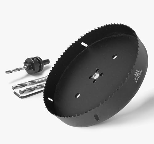 Image of 8-1 /4 Inch Hole Saw with 1 /2 inch Hex Shank Quick Change Arbor, JTemgle Bi-Metal Hole Saw Heavy Duty Hole Cutting Tool for Cornhole Boards, Recessed Lights, Wood, Plastic, Drywall & Soft Metal