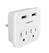 European Plug Adapter, travel adapter, POWRUI international power adapter with 2 AC Outlets and Dual USB ports for USA To Most of Europe EU Israel Brazil Italy(Type C - Most of Europe)