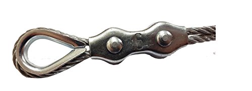 4mm Galvanised Duplex Steel Wire Rope Clamp + Thimble Clamps Grips Loop Eye