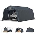 MFSTUDIO Outdoor Carport 13x22 ft, Portable Storage Sheds Shelter Garages Heavy Duty Canopy with Rolled up Zipper Doors, Outside Utility Shed Garage Tent for Boat,Patio Furniture and Tools