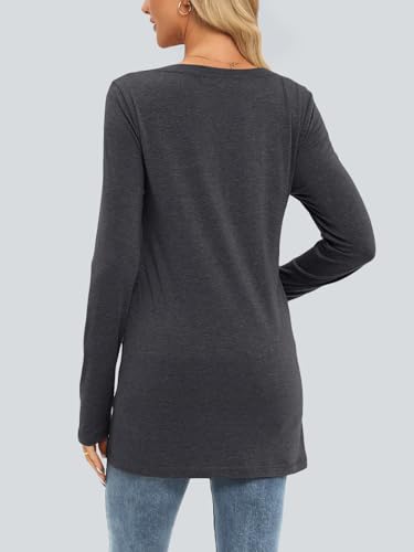 Image of AUTOMET Womens Long Sleeve Shirts V Neck Casual Tops with Pockets Loose Dressy Basic Fall Outfits Clothes Winter Trendy 2025