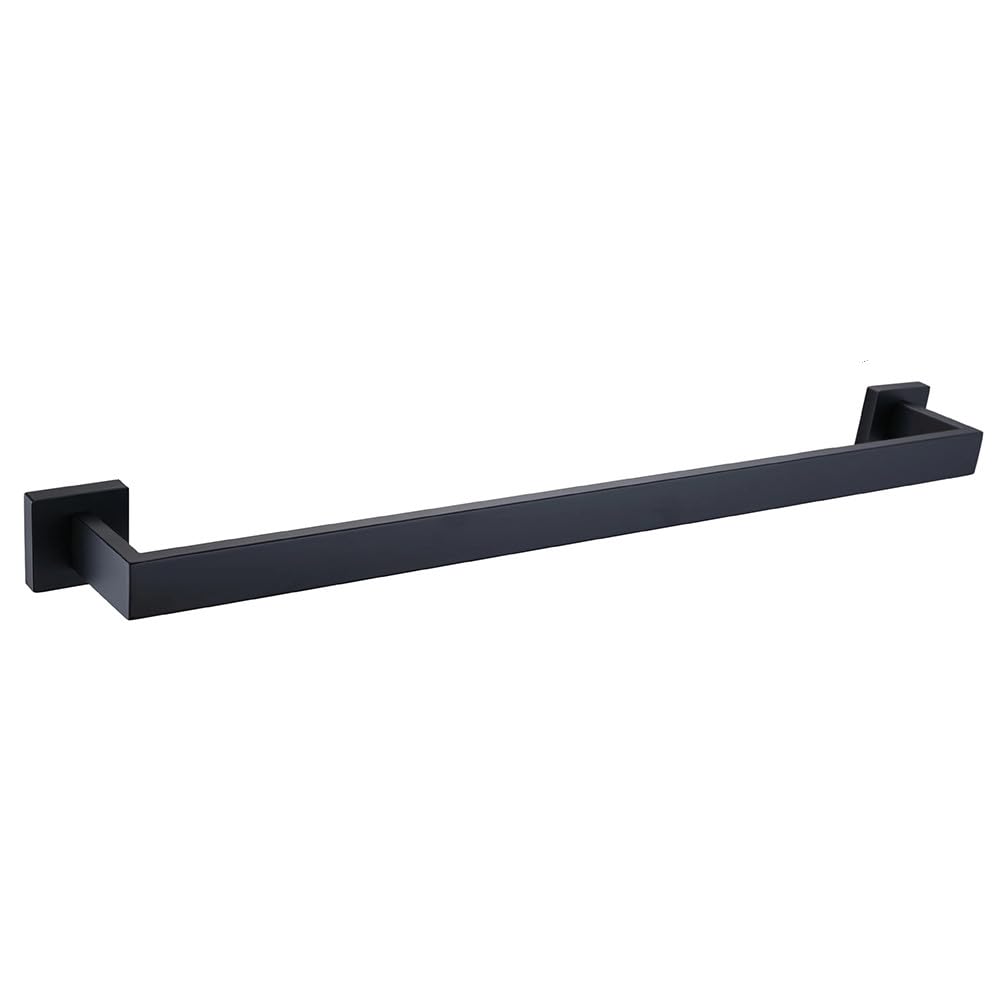 Juego de accesorios de baño negro mate con toallero individual y estante de pared moderno