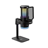 Microfone Condensador RGB, Microfone de Mesa, Microfone Gamer – Com Cancelamento de Ruído, Plug-and-Play, Controle de Volume e Eco, com Shock Mount e Pop Filter – Ideal para Gravação, Podcast