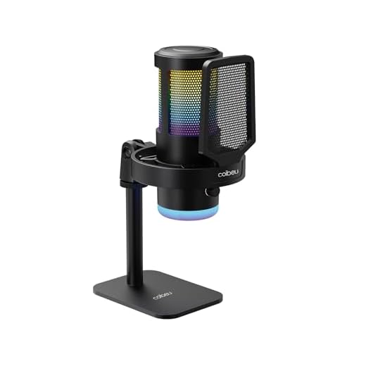 Microfone Condensador RGB, Microfone de Mesa, Microfone Gamer – Com Cancelamento de Ruído, Plug-and-Play, Controle de Volume e Eco, com Shock Mount e Pop Filter – Ideal para Gravação, Podcast