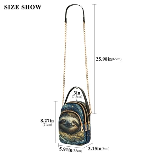 Cute Sloth Starry Night Shoulder Handbag Women Decorative Phone Bags with Chain Strap Quilted Designer Satchel Crossbody Bag3