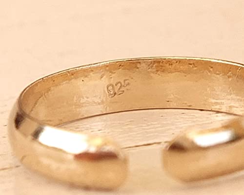 14K Gold Plated Over 925 Sterling Silver Quality Band Toe Ring/Knuckle Ring - Small Adjustable Dainty Ring Handmade By Miya Jewelry Creations #TOP5