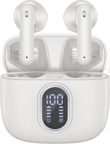 Wireless Earbuds Bluetooth 5.3 Headphones HiFi Stereo Deep Bass and 4 ENC Noise Cancellation Mics,...