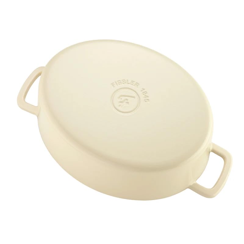 Fissler Moments Collection Gusseisen-Bräter, Elfenbeinweiß, Oval, 33 cm, Emailliert