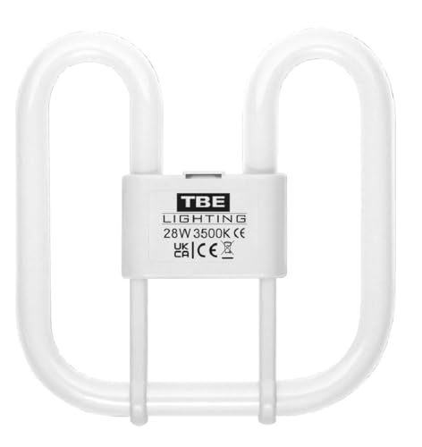 TBE LIGHTING 28w 2D 4-PIN CFL Energy Saving Lamps - DD Fluorescent Bulbs - 4-Pin GR10q Base Fittings - Long Life Lamp, Soft White 3500K (Single Unit)