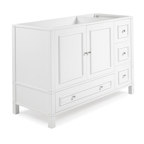 Alaterre Furniture Williamsburg 48 Inch Bathroom Vanity, Freestanding Cabinet Without Sink, Large Wood Vanity with Soft-Close Doors (White)