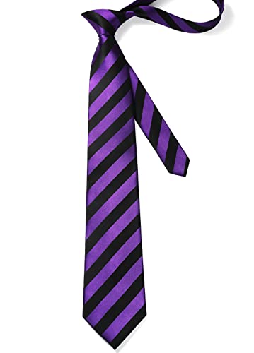 Image of HISDERN Mens Tie Striped Ties and Handkerchief Set Business Formal Woven Pocket Square Wedding College Stripe Necktie