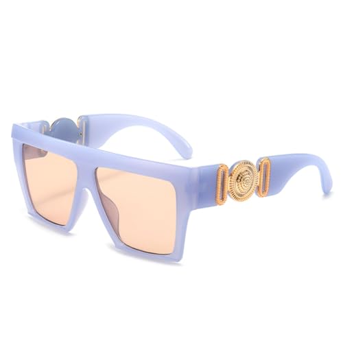 Lunettes de soleil surdimensionnées femmes et hommes verres UV400 bleu rétro