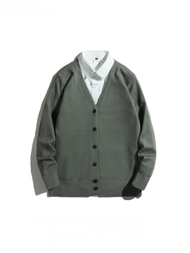 Men’S Fake Two-Piece V-Neck Sweater Pullover Layered Look Gentle Casual Versatile Loose Fit Knitted Top Long Sleeve4