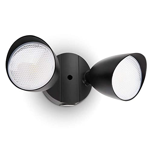 Lutec 6222B 2500 Lumen 32 Watt 28 Led Dual-Head Floodlight Outdoor, Full Metal Design, Waterproof Exterior Security Wall Light 5000K For Patio, Garden, Yard-Black #TOP6