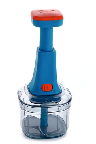 Ganesh Clever Chop Push Chopper Manual Hand Press Push Chopper with 3 Blades for Effortless Chopping Vegetables & Fruits-600ML, Multicolor (Image - 2)