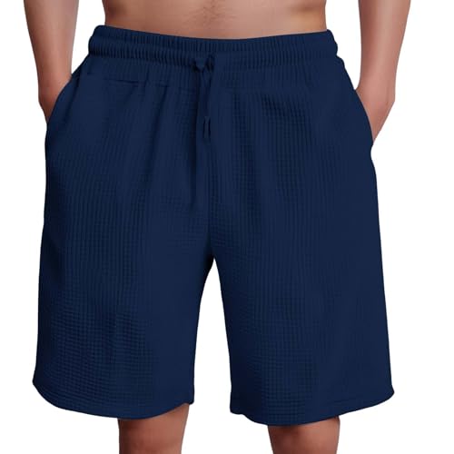 Short texturé décontracté pour homme en maille gaufrée ajustée