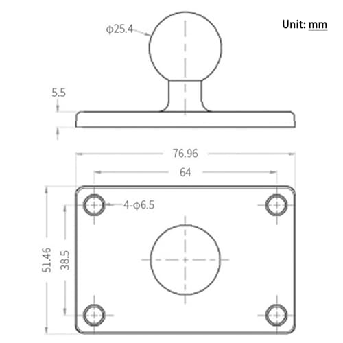 Strg 1'' Ball Mounts Base with Rectangle Plate, Ball Base Mount Compatible with RAM and B Size 1