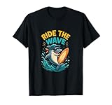 Ride The Wave Dolphin Retro Camiseta