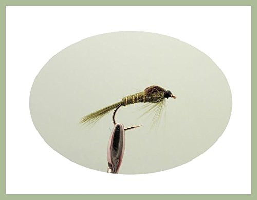 Olive Nymph Fishing Flies, 18 Pack, Olive Damsel, Semtex & Ribbed, Mixed 10/12 - Image 3