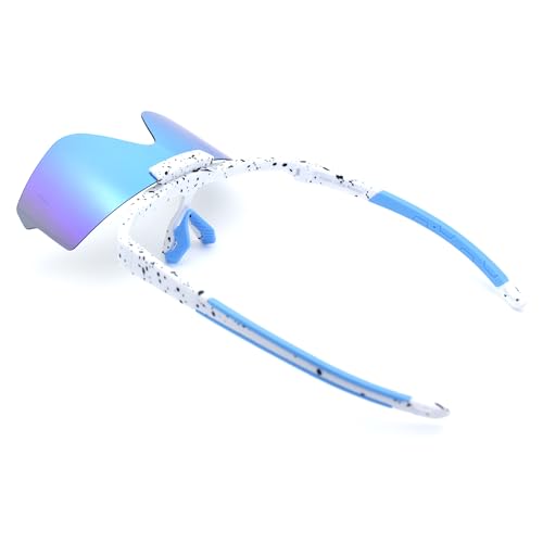 Image of SA106 Polarized Mens Flip Up Rimless Oversized Shield Plastic Sport Sunglasses