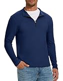 Picture of M MOTEEPI Mens Fleece Quarter Zip Up Pullover Sweater Slim Fit Lightweight Mock Neck Long Sleeve Sweaters For Men Navyblue