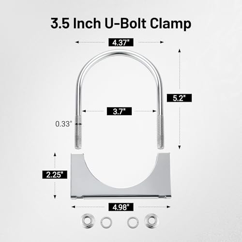 Image of EVIL ENERGY 3.5 inch Heavy Duty U Bolt Exhaust Clamp, 3 1 /2 Inch Stainless Steel U Muffler Clamps, Saddle Style, 2PCS