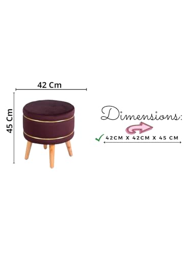Image of Pouffes Sitting Stool for Living Room, Puffy Wooden Ottoman | Round Pouffe for Living Room & Bedroom | Pouf for Office & Home Decoration & Modern Seating Stool (Cmbo-Coffee)