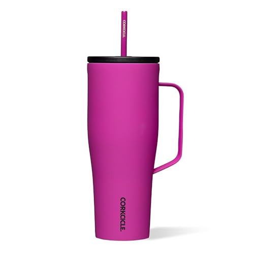 Corkcicle Cold Cup XL Insulated Tumbler with Handle, Lid, & Straw, Berry Punch, 30 oz