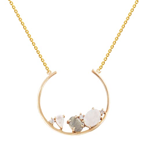 Pendentif Perséida collier en argent pour femme avec véritables pierres naturelles de lune
