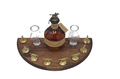 Bourbon Cork Display Half Moon Shape With Light and Glass Holders Compatible With Blanton's Horse Cork Stoppers- 3 Different Stain Options (English Chestnut)