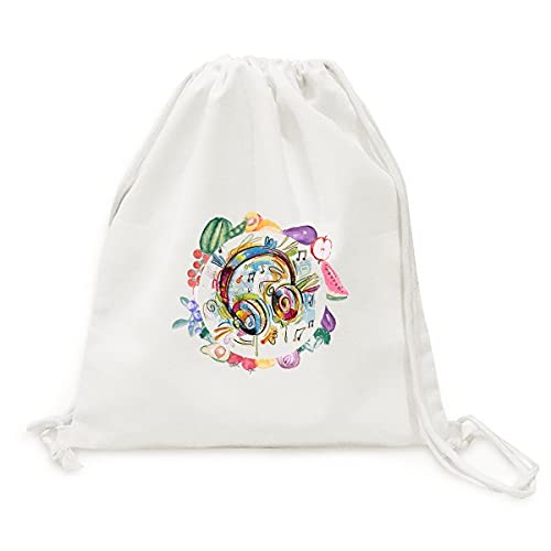 Sac en tissu pliable à sangle au motif de casque musique pittoresque