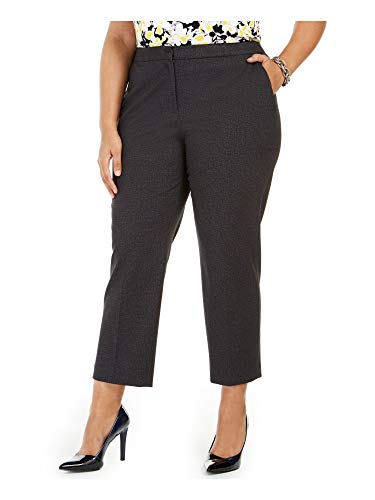 Kasper Womens Plus Elastic Back Office Dress Pants Gray 18W