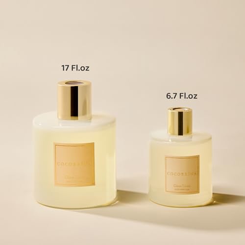 Image of COCORRINA Reed Diffuser - Clean Linen 17 Fl.oz Reed Diffuser with 8 Sticks Scented Diffuser with Preserved Flowers for Bathroom Home Decor