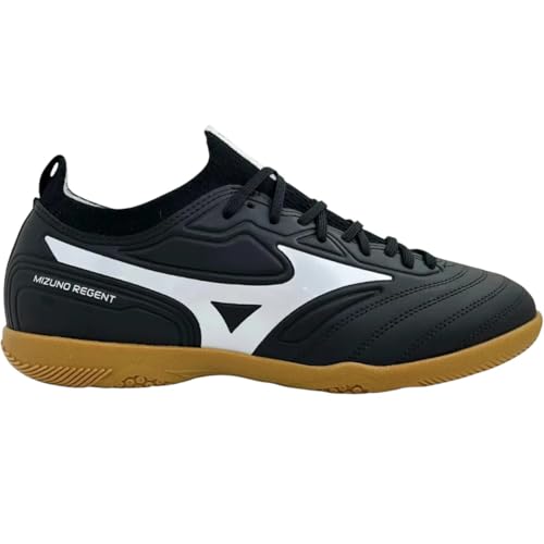 Chuteira Infantil Menino Esportiva Futebol Salão Futsal Indoor Jogo Treino Costurada Mizuno Regent In Jr (PRETO/BRANCO, BR, Criança de 9 a 12 anos, Numérico, 34)