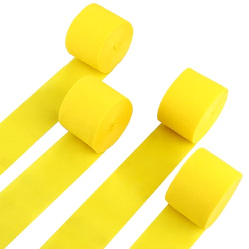 4 Rolls Crepe Paper Gold Streamers Perfect for Streamers Party Decorations Wedding Birthday Colored Decor and DIY Craft Supplies(1.8 Inch x 82 Ft/Roll)