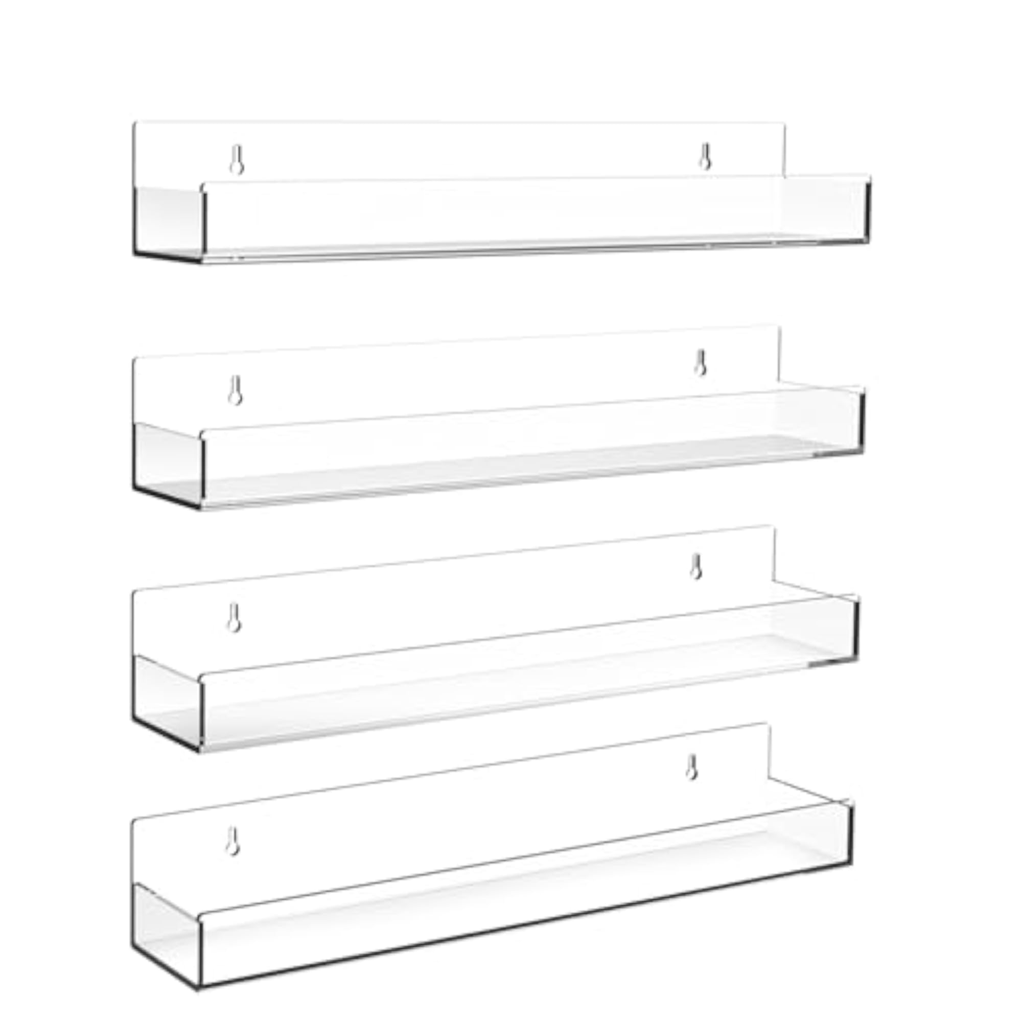 4-Pack Acrylic Spice Rack, 15 Inch Wall Mount