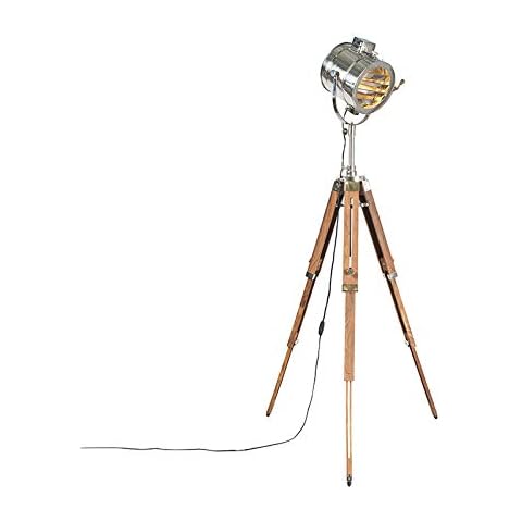 QAZQA - Industrie I Vintage I Stativ Stehleuchte I Stehlampe I Standleuchte I Lampe I Leuchte Holz Cover