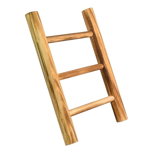 WOONEKY Support Rangement Serviette Salle de Bain Bois Niveaux Échelle Décorative Rustique pour Cuisine Chambre et Bureau