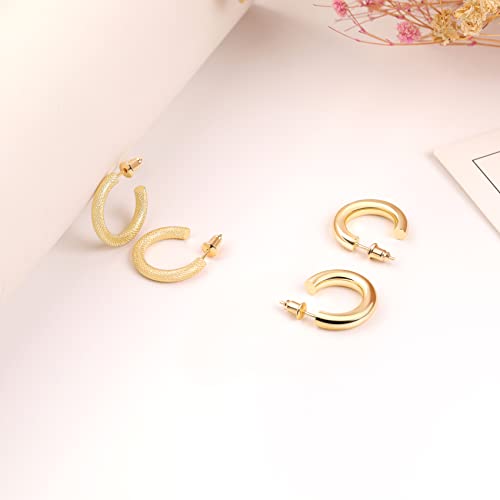 4 Pair Thick Gold Hoop Earrings For Women,Small Gold Hoop Earrings,14K Gold Hoop Earrings,Gold Huggie Earrings,Gold Plated Hoop Earrings #TOP7
