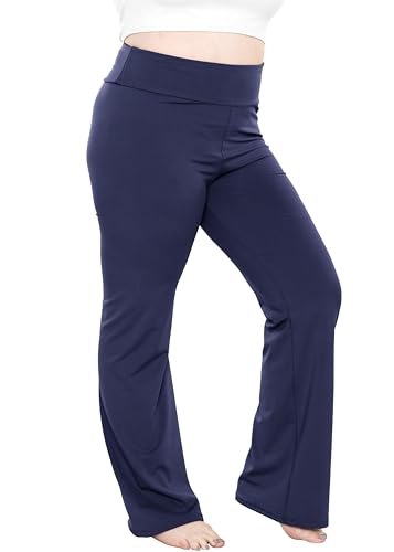 Women's High Waist Yoga Pants Peached Navy Blue 4X